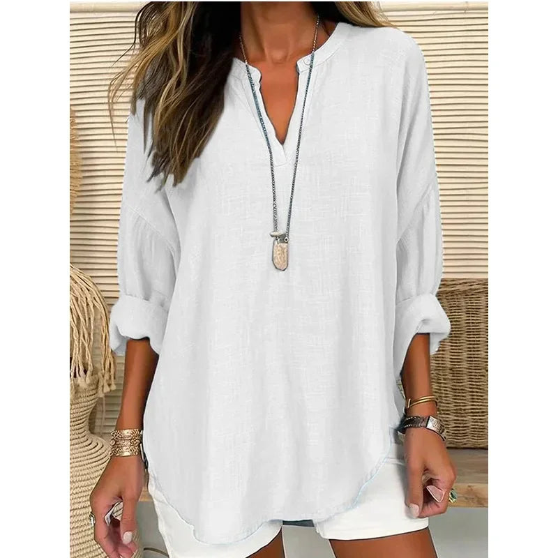 Lucy Solid Notched Neck Blouse