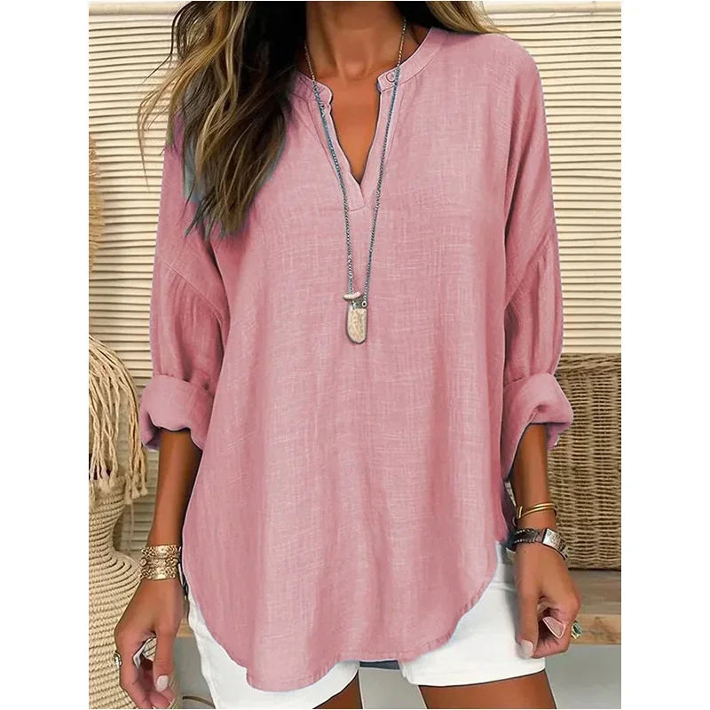 Lucy Solid Notched Neck Blouse